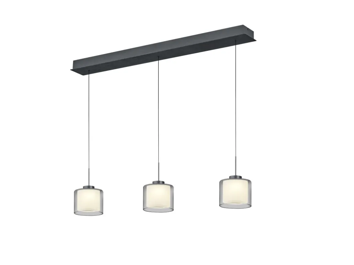 HELL 3-flg LED Pendellampe Klara Rauchglas