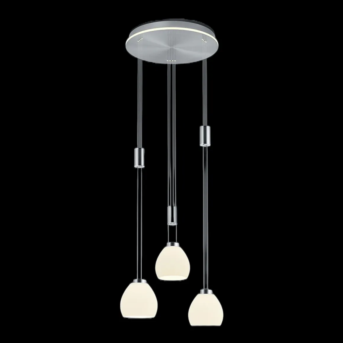 HELL 3-flg LED Pendelleuchte Sam rund Nickel