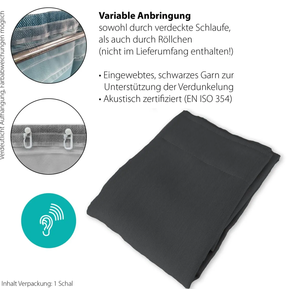 Indes Fuggerhaus Verdunkler Galdin verdeckte Schlaufen Anthrazit 140 x 245 cm