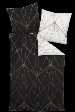 Janine Mako-Satinbettwäsche Bronze-Schwarz 135 x 200 cm