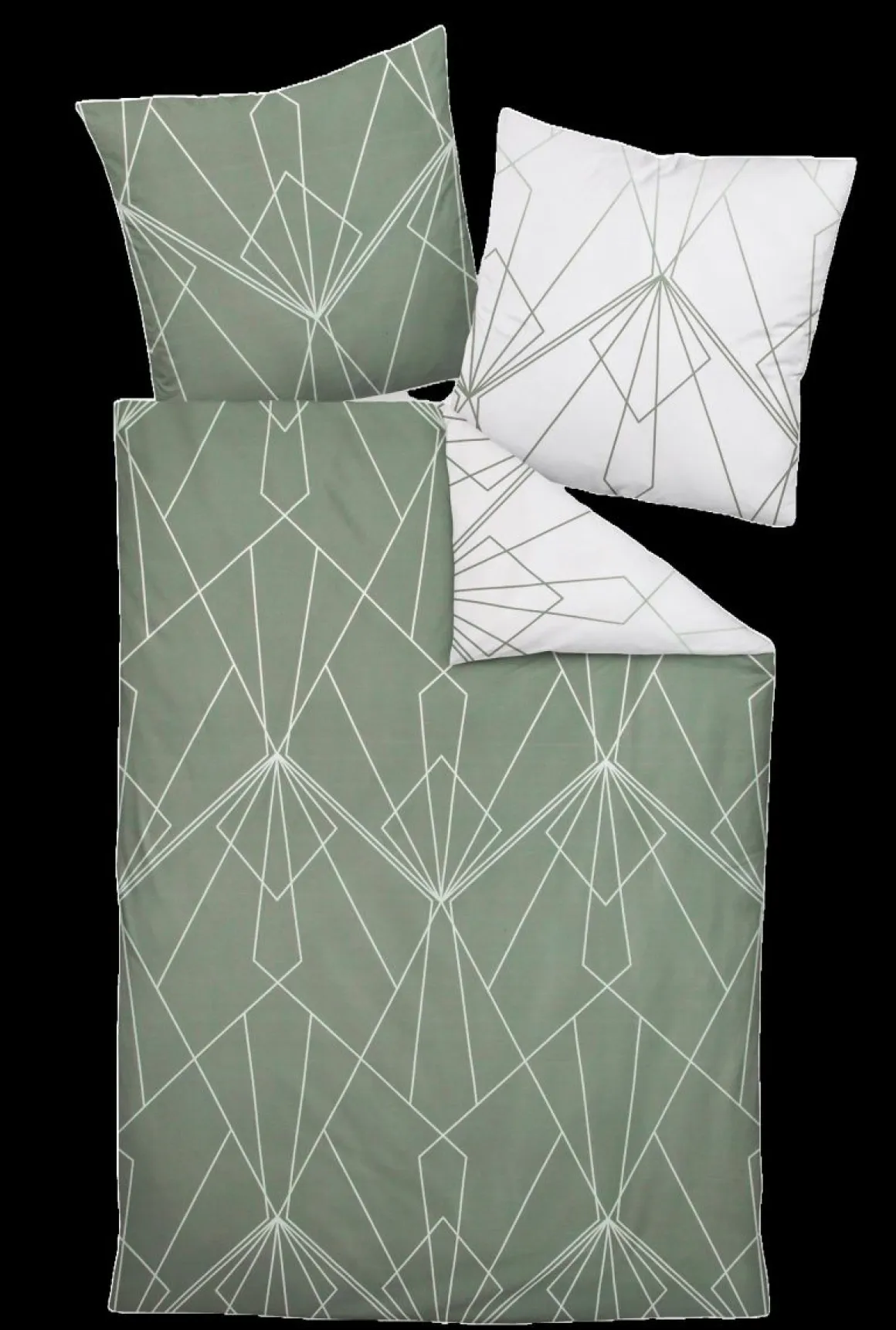 Janine Satin-Garnitur Salbeigrün 135 x 200 cm