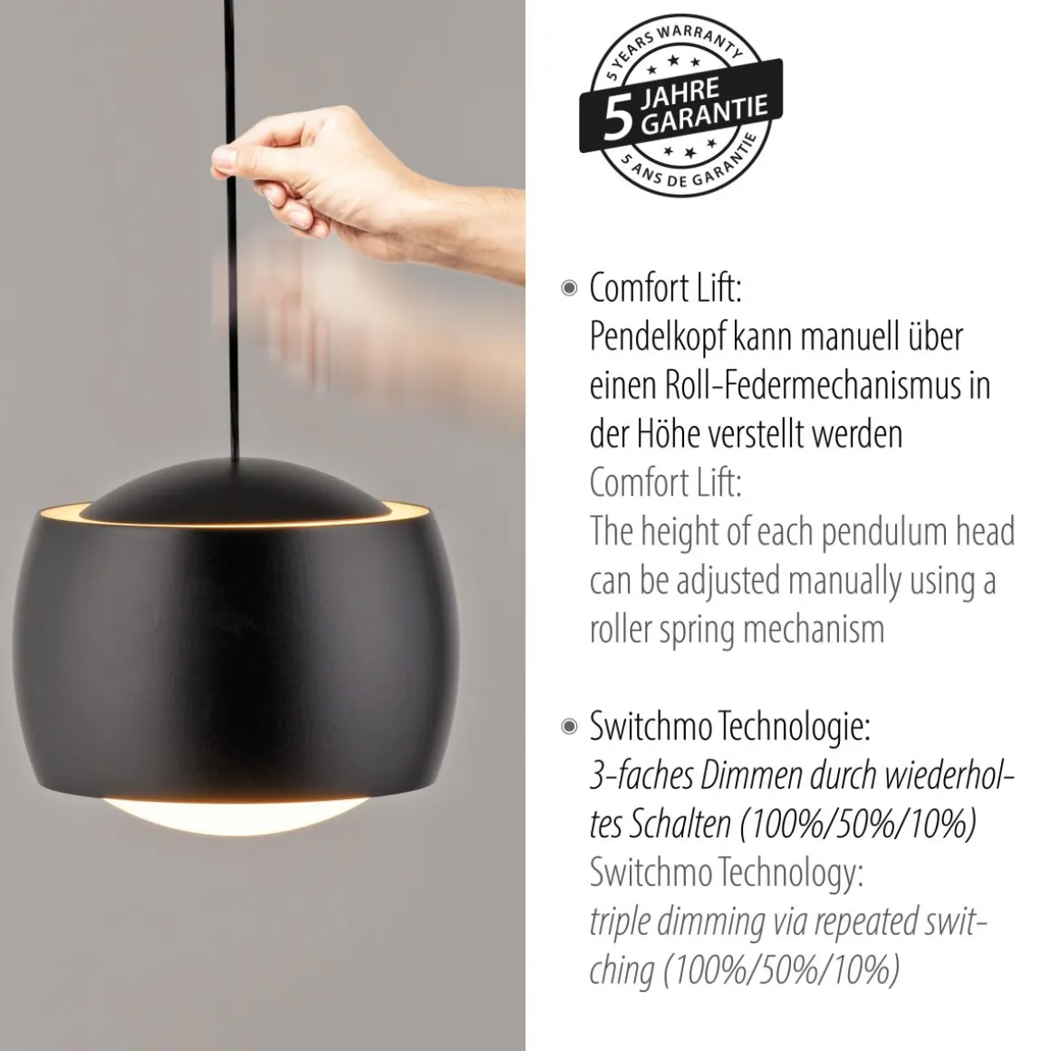 JUST LIGHT. 3-flg LED Pendellampe Ballini