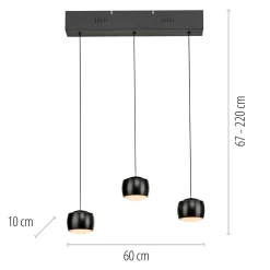 JUST LIGHT. 3-flg LED Pendellampe Ballini