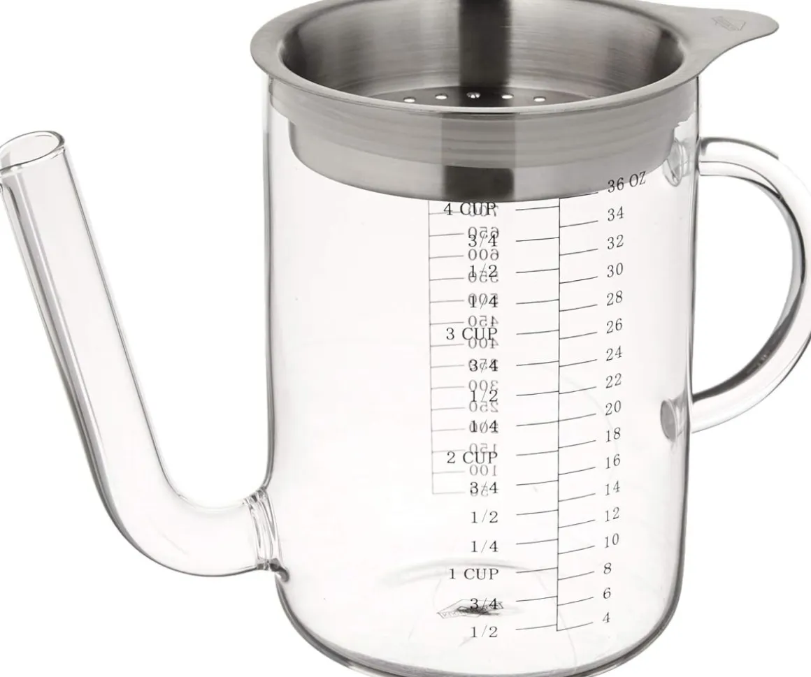 Küchenprofi Fett-Trennkanne 1 Liter, Aus Glas & Rostfreiem Edelstahl