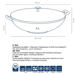 kela Gusseisen Wok Calido Rot Ø 36 cm