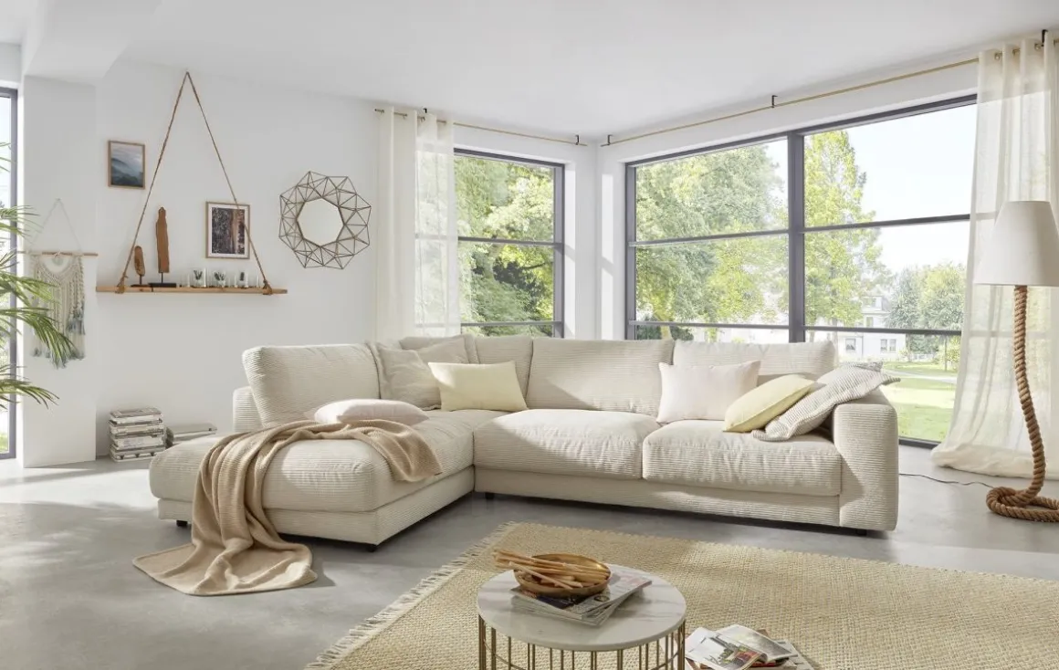 Lascondo Ecksofa Hagerstown 2.0 Cord Snow