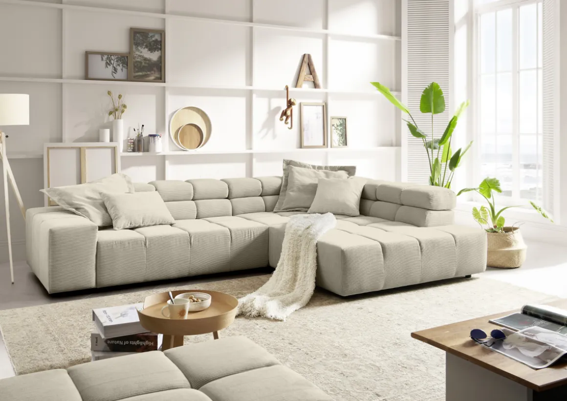 Lascondo Ecksofa Oakland Feincord Sand