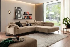 Lascondo Ecksofa Sarafi Cord Taupe mit Funktionen