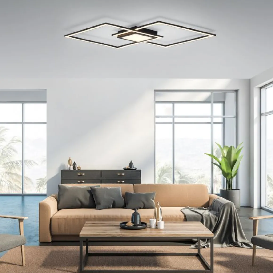 LED Deckenleuchte Asmin 106 x 37 cm Schwarz