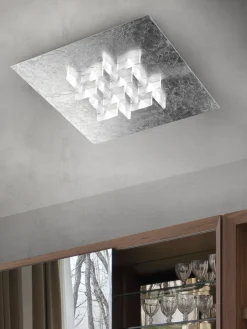 LED Deckenleuchte Cristalli Silberfarben 36 x 36 cm