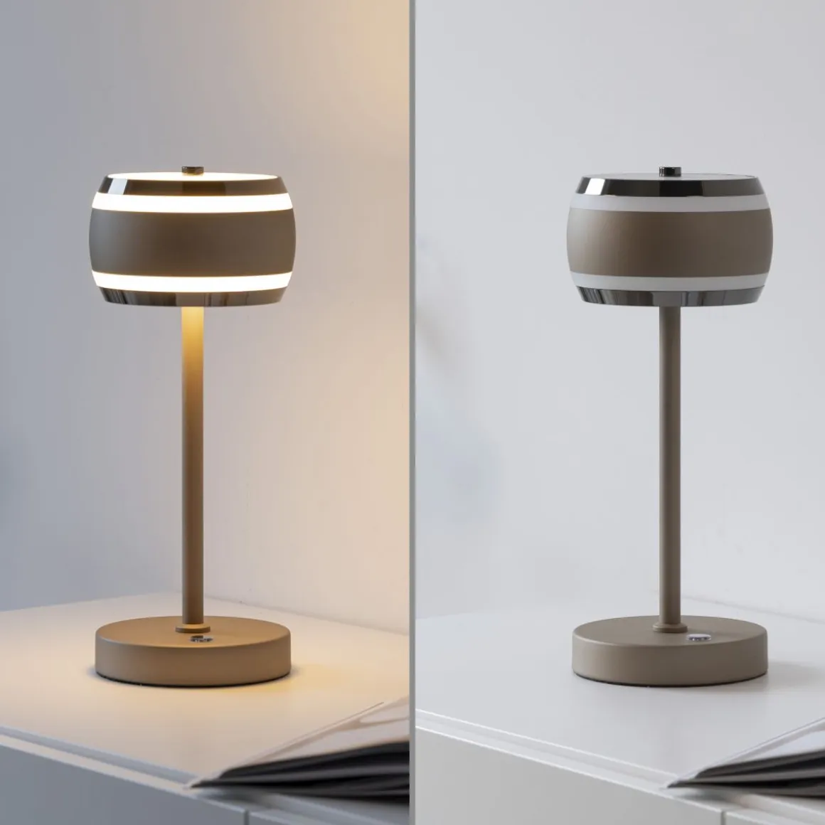 Neuhaus Pure AKKU Tischlampe Falling Rings Bronzefarben