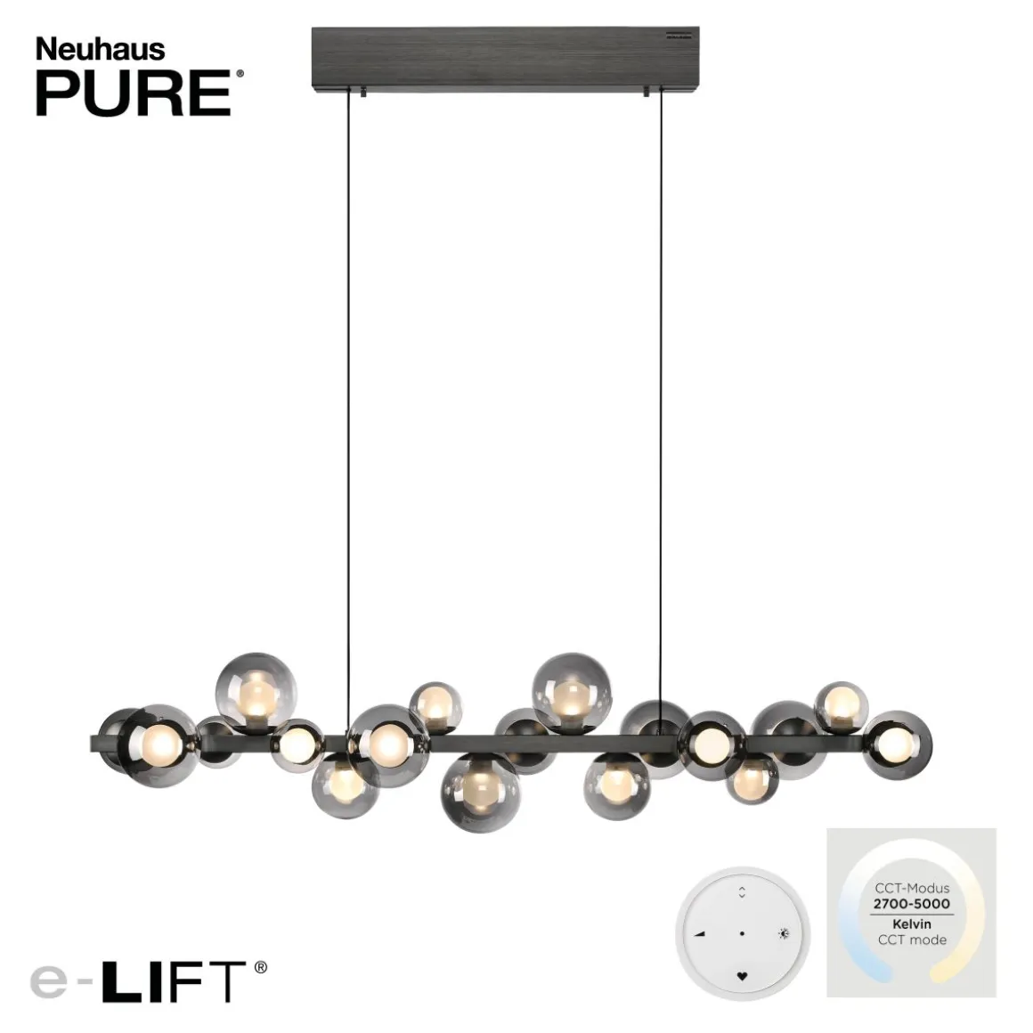 Neuhaus Pure 18-flg LED Pendelleuchte E-Popup Grau
