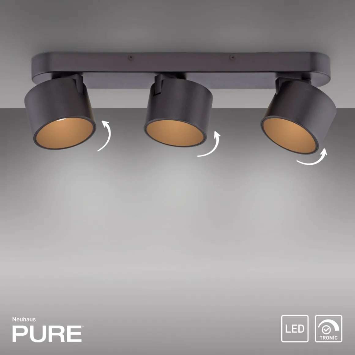 Neuhaus Pure 3-flg LED Spot Cup Schwarz