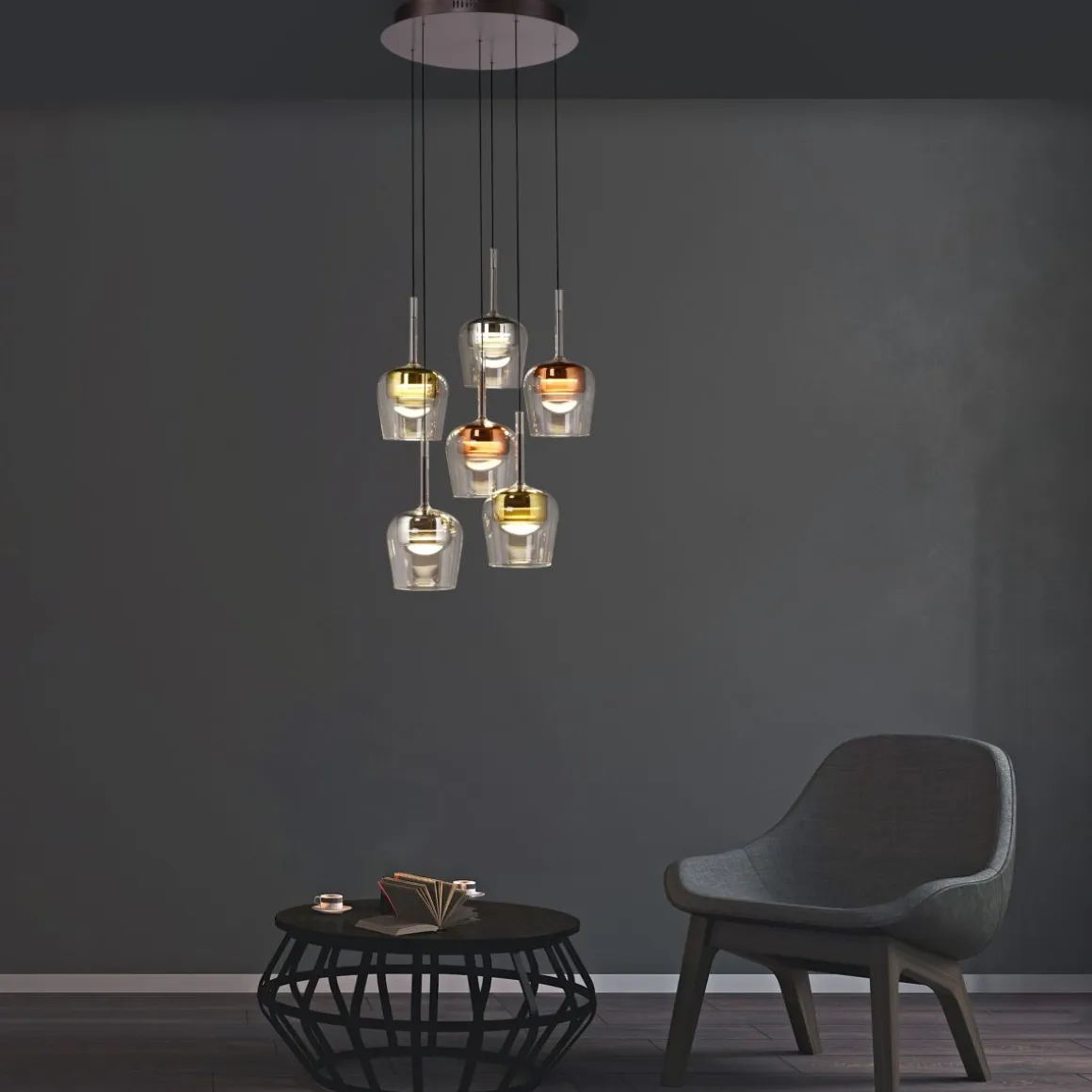 Neuhaus Q 6-flg LED Pendellampe Q-Kon