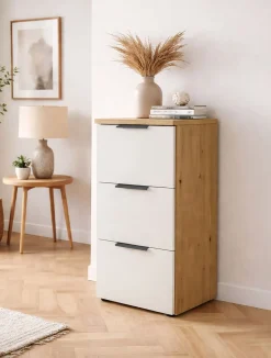 Oeseder Kommode Como Weiß Eicheoptik 40 x 78 cm