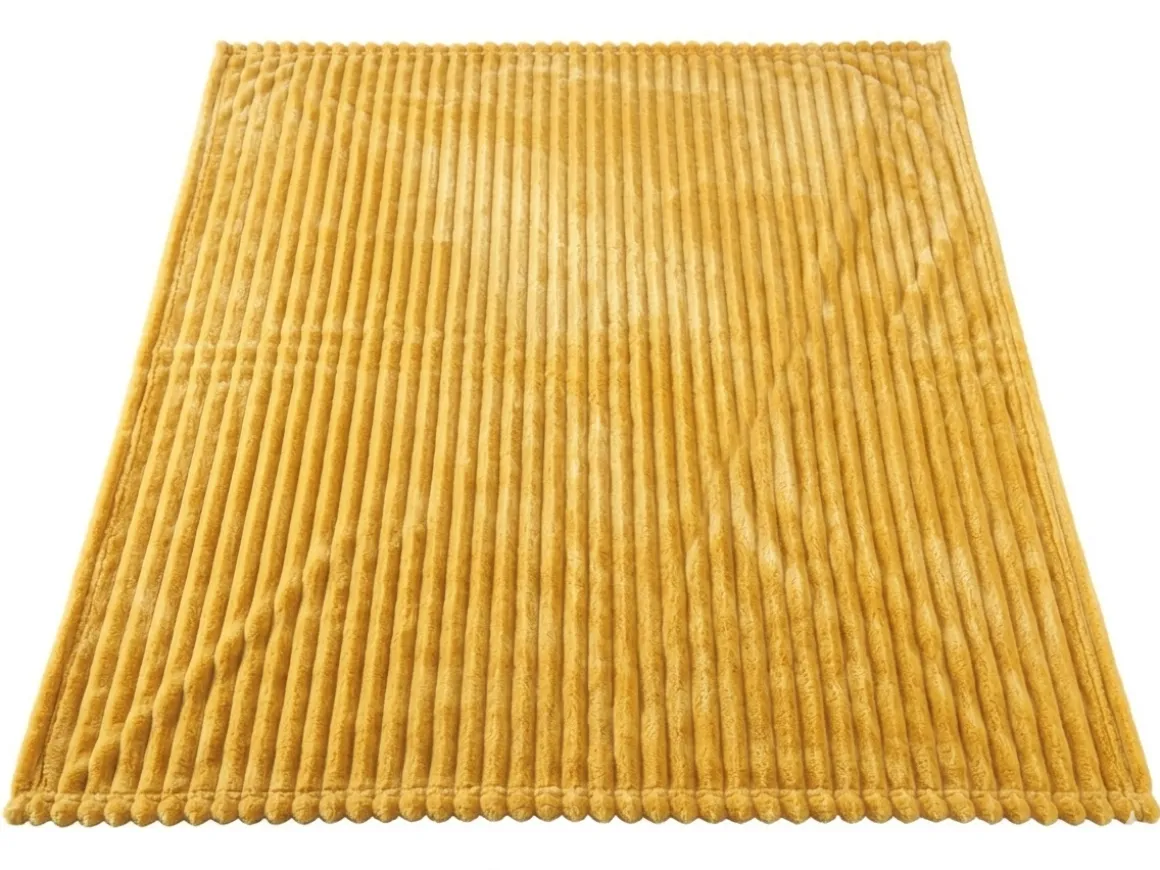 OptiDream Flanell-Cord-Kuscheldecke Curry 150 x 200 cm