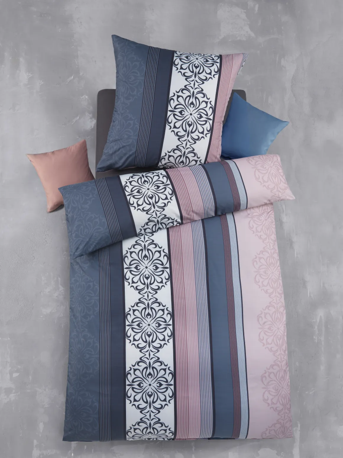 OptiDream Mikrofaser-Bettwäsche Lisia Blau-Rosa 135 x 200 cm