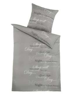 OptiDream Mikrofaser-Bettwäsche Silea Grau 135 x 200 cm
