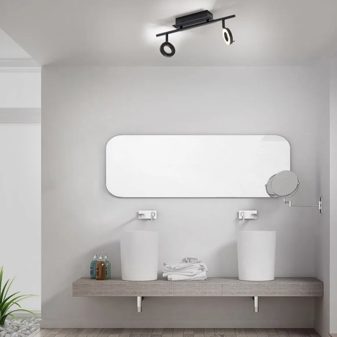 Paul Neuhaus 2-flg LED Deckenleuchte Sileda Anthrazit