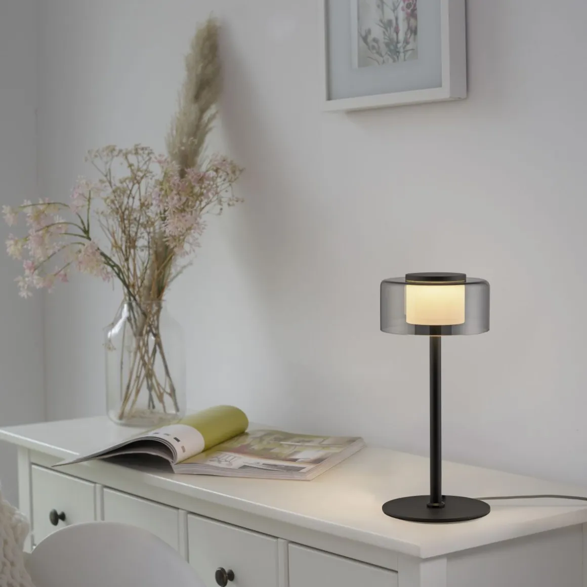 Paul Neuhaus 1-flg Tischlampe Rika Schwarz