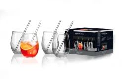 Ritzenhoff & Breker 8-tlg Partyset Spritz mit Trinkhalm Riffelglas