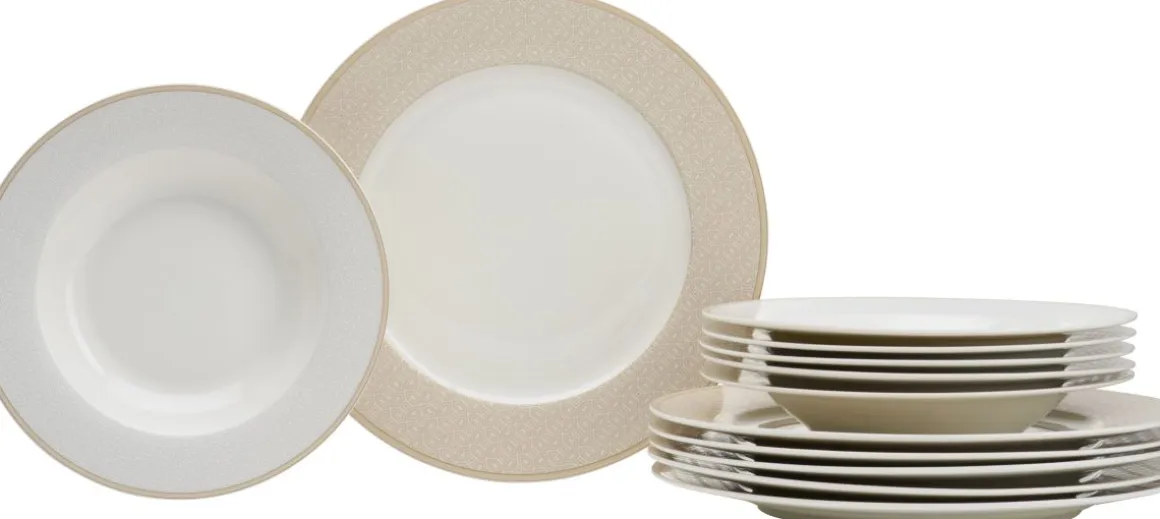 Ritzenhoff & Breker 12tlg. Tafelset Geo Beige-Weiß