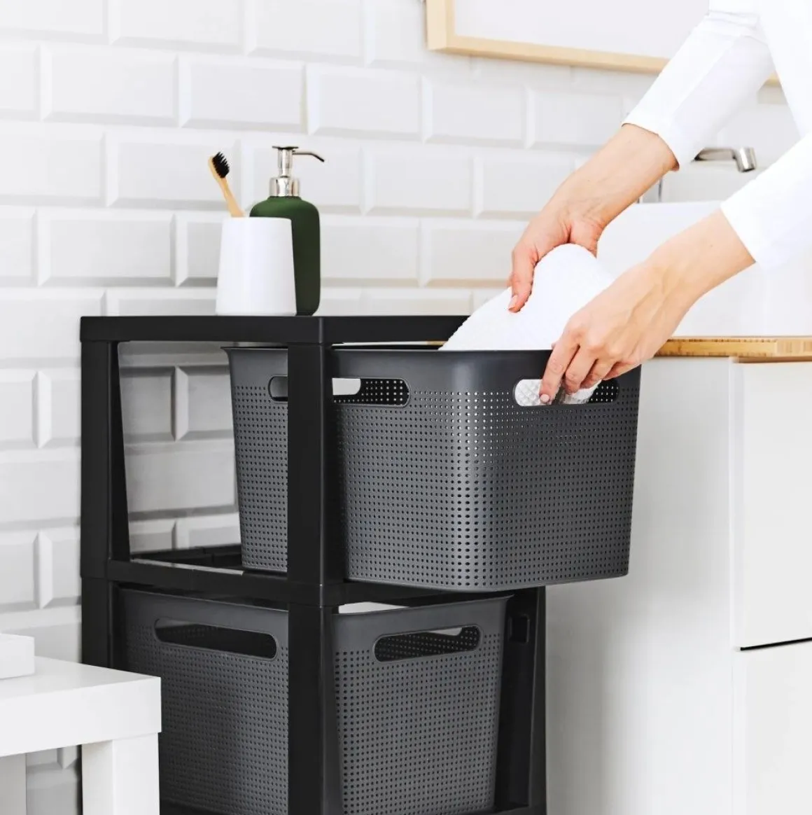 Rotho Brisen Rollcontainer mit 3 Schubladen Anthrazit