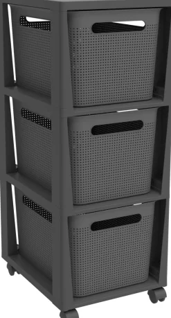 Rotho Brisen Rollcontainer mit 3 Schubladen Anthrazit