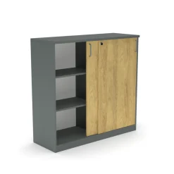 Schiebetürenschrank E10 Natural Hickory Grau
