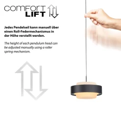 Schöner Wohnen 1flg LED Pendellampe Elmo Schwarz