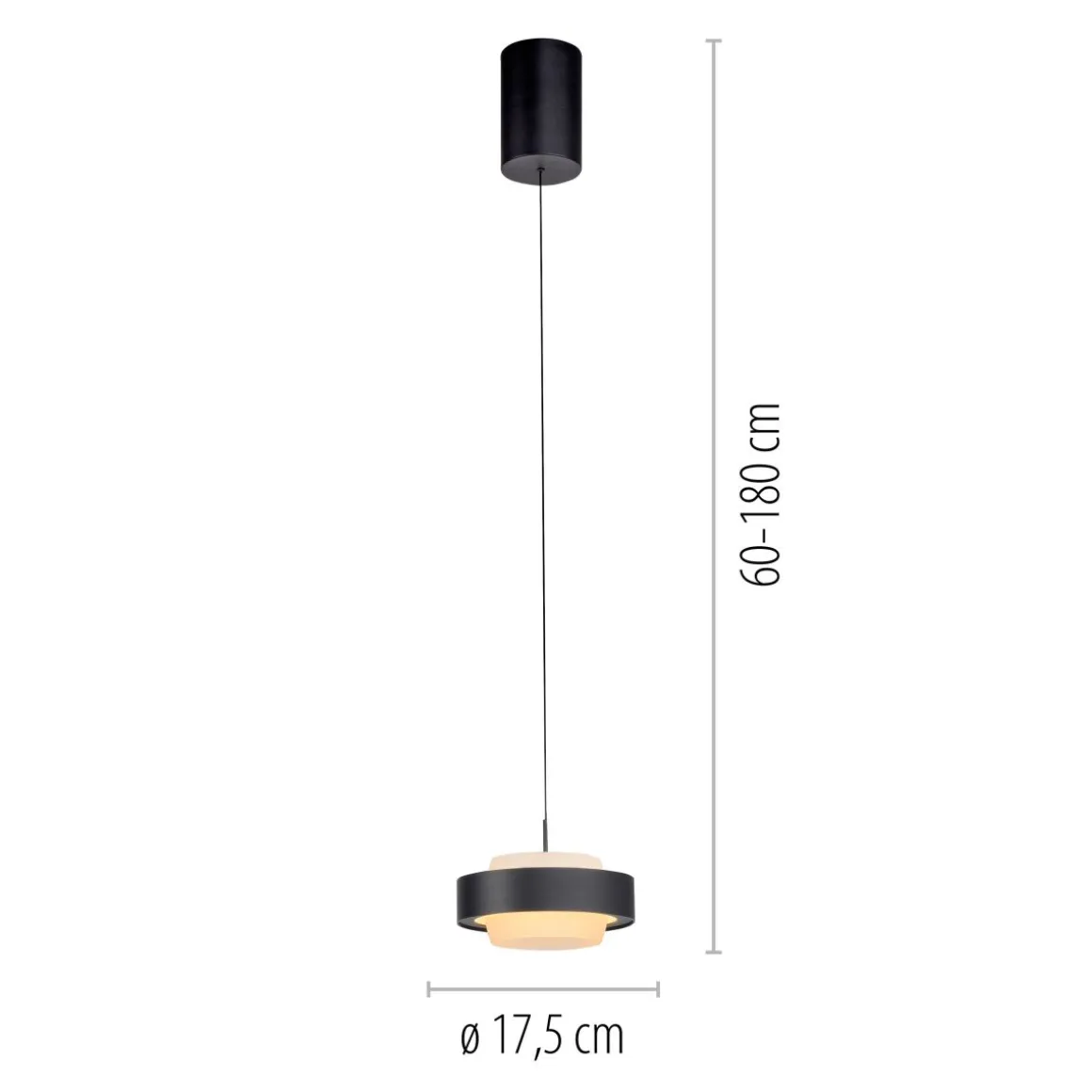 Schöner Wohnen 1flg LED Pendellampe Elmo Schwarz