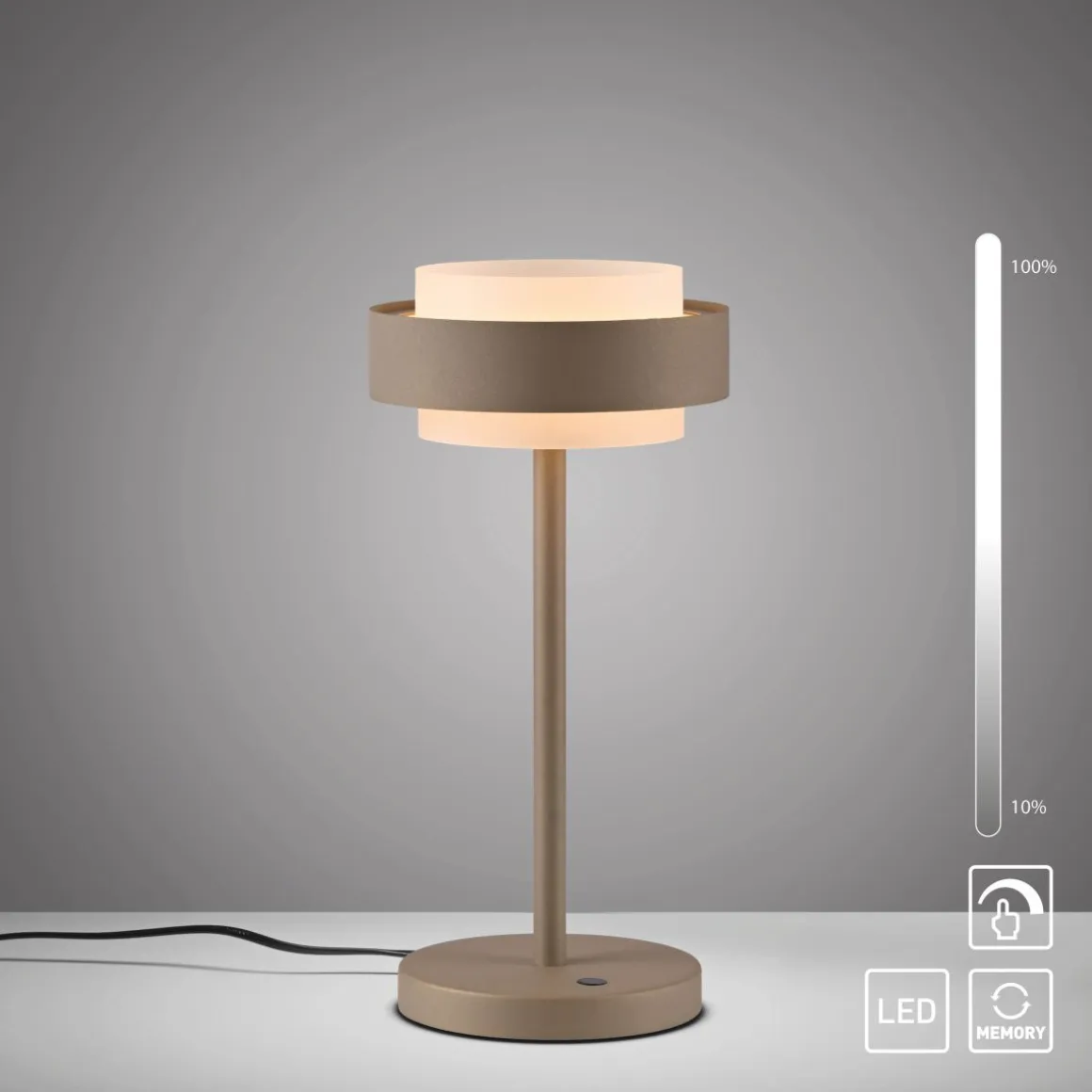 Schöner Wohnen 1-flg LED Tischlampe Elmo Sandbrise