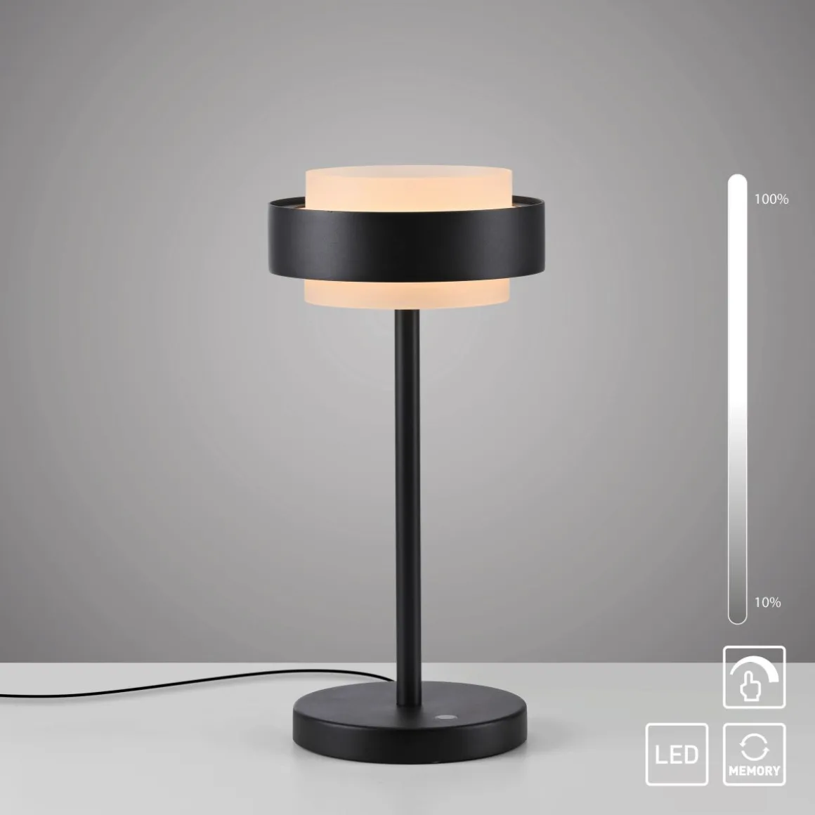 Schöner Wohnen 1flg LED Tischlampe Elmo Schwarz