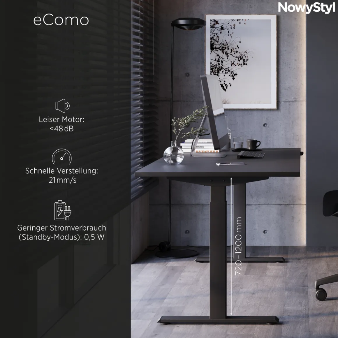 Schreibtisch eComo Schwarz 140 x 70 cm
