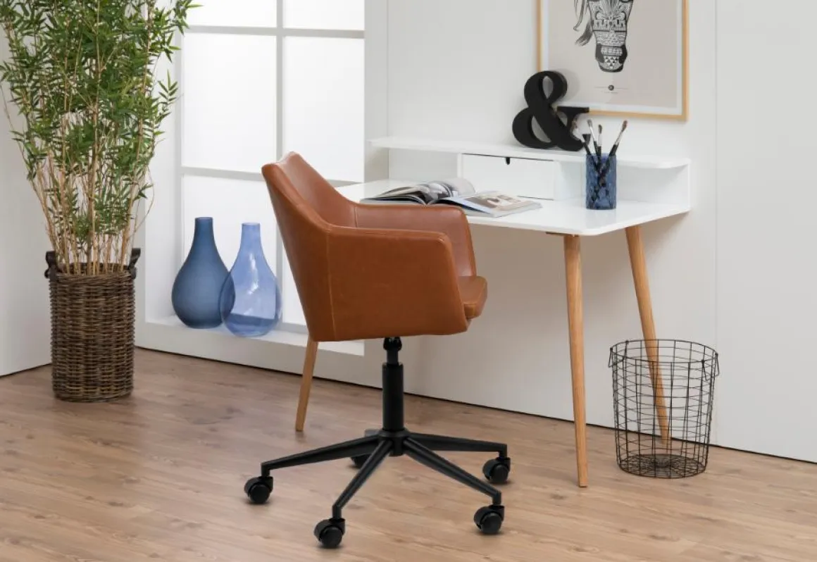 Schreibtischstuhl Nora Lederoptik Braun
