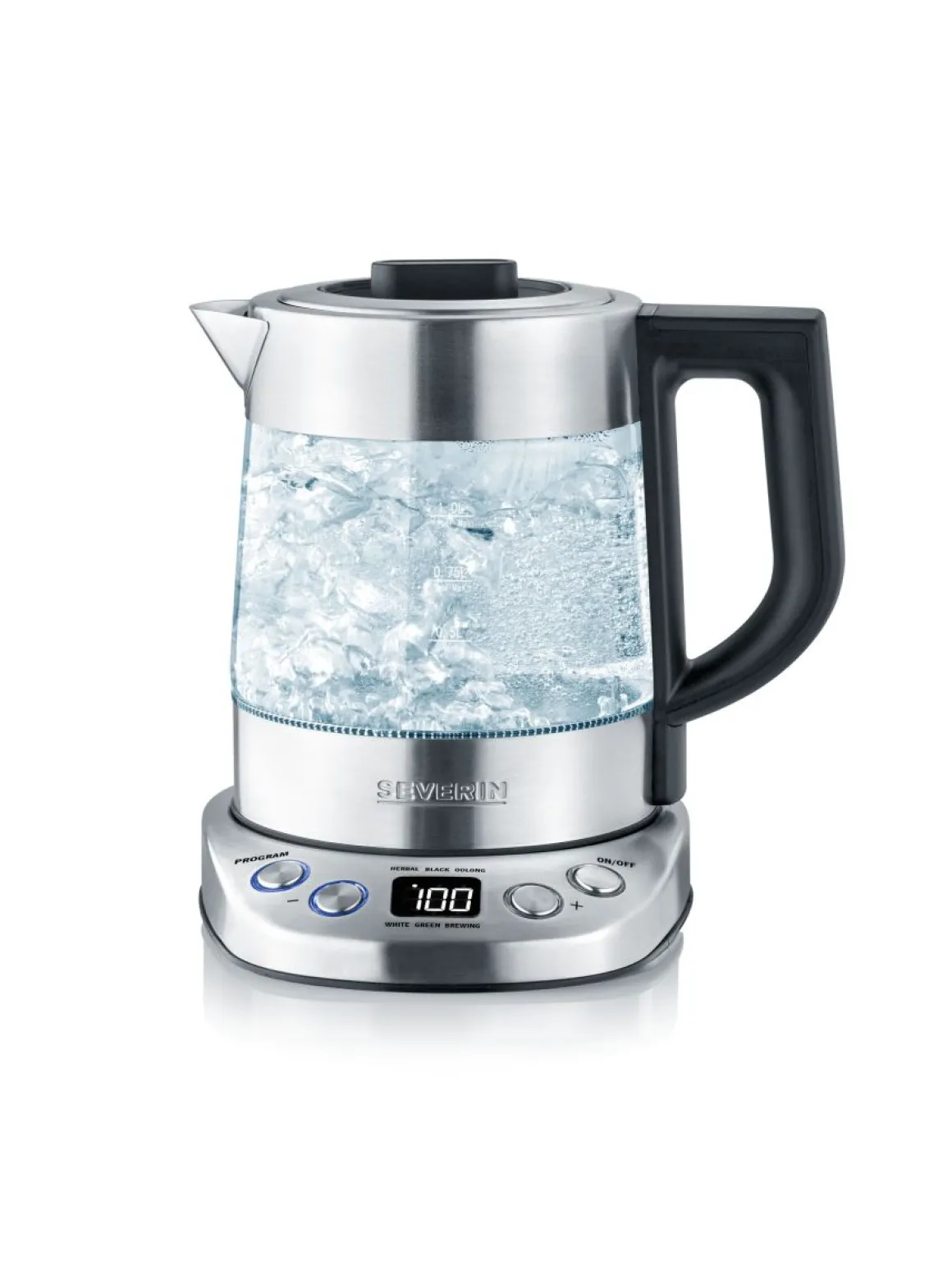 Severin Wasserkocher Deluxe Mini Glas Edelstahl 1 L