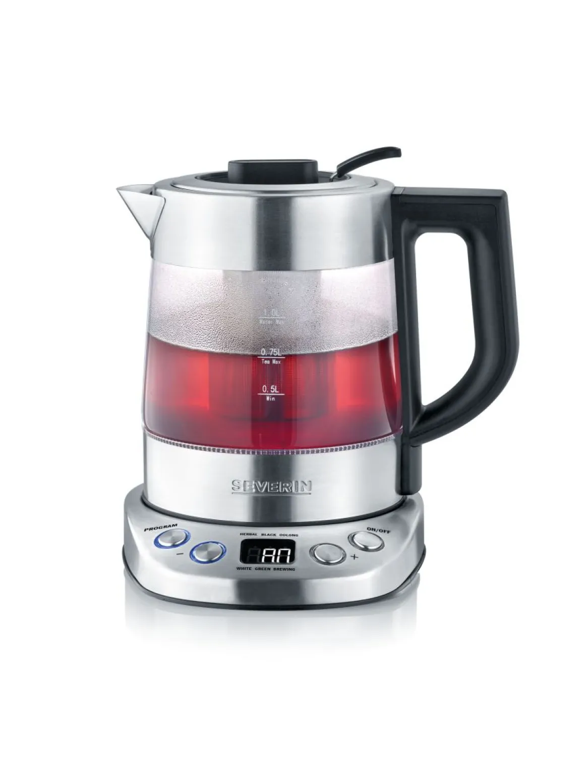Severin Wasserkocher Deluxe Mini Glas Edelstahl 1 L