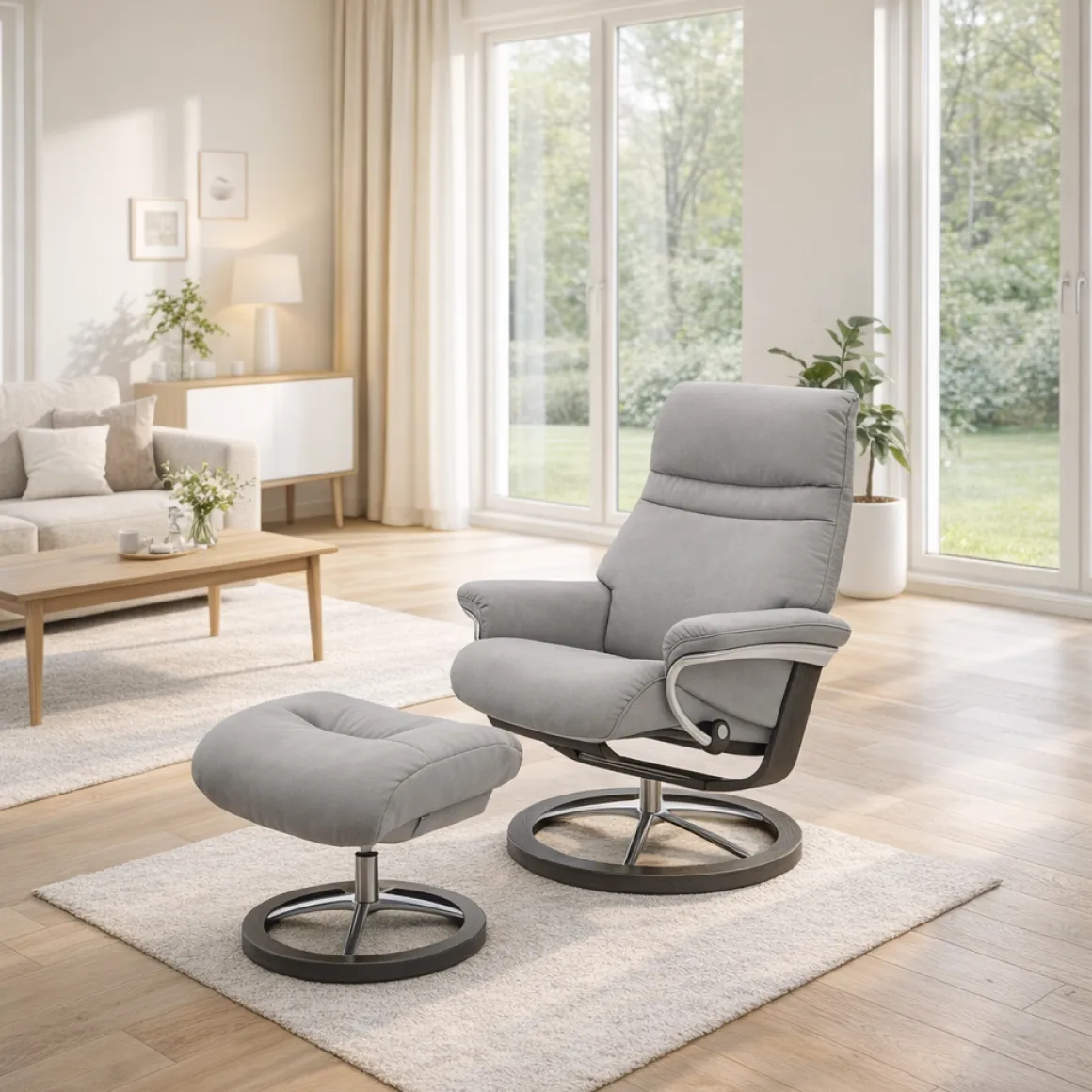 Stressless Sessel Sunrise Signature mit Hocker Grau