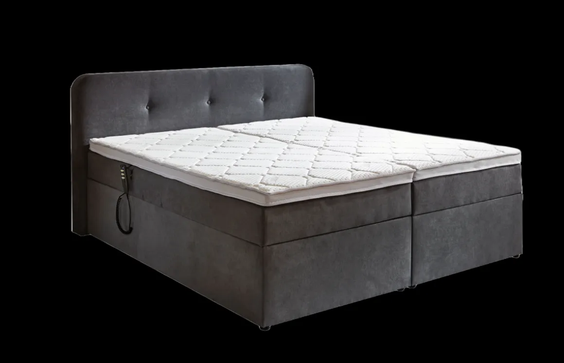Sun Garden Boxspringbett Gabriola mit Bettkasten Grau 180x200 cm