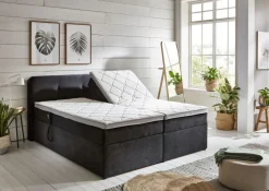 Sun Garden Boxspringbett Gabriola mit Bettkasten Grau 180x200 cm