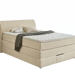 Sun Garden Boxspringbett Kurt mit Bettkasten Cord Natur 120 x 200 cm