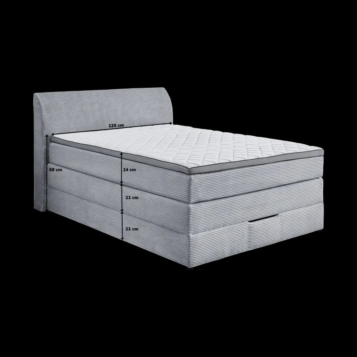 Sun Garden Boxspringbett Kurt mit Bettkasten Cord Natur 120 x 200 cm