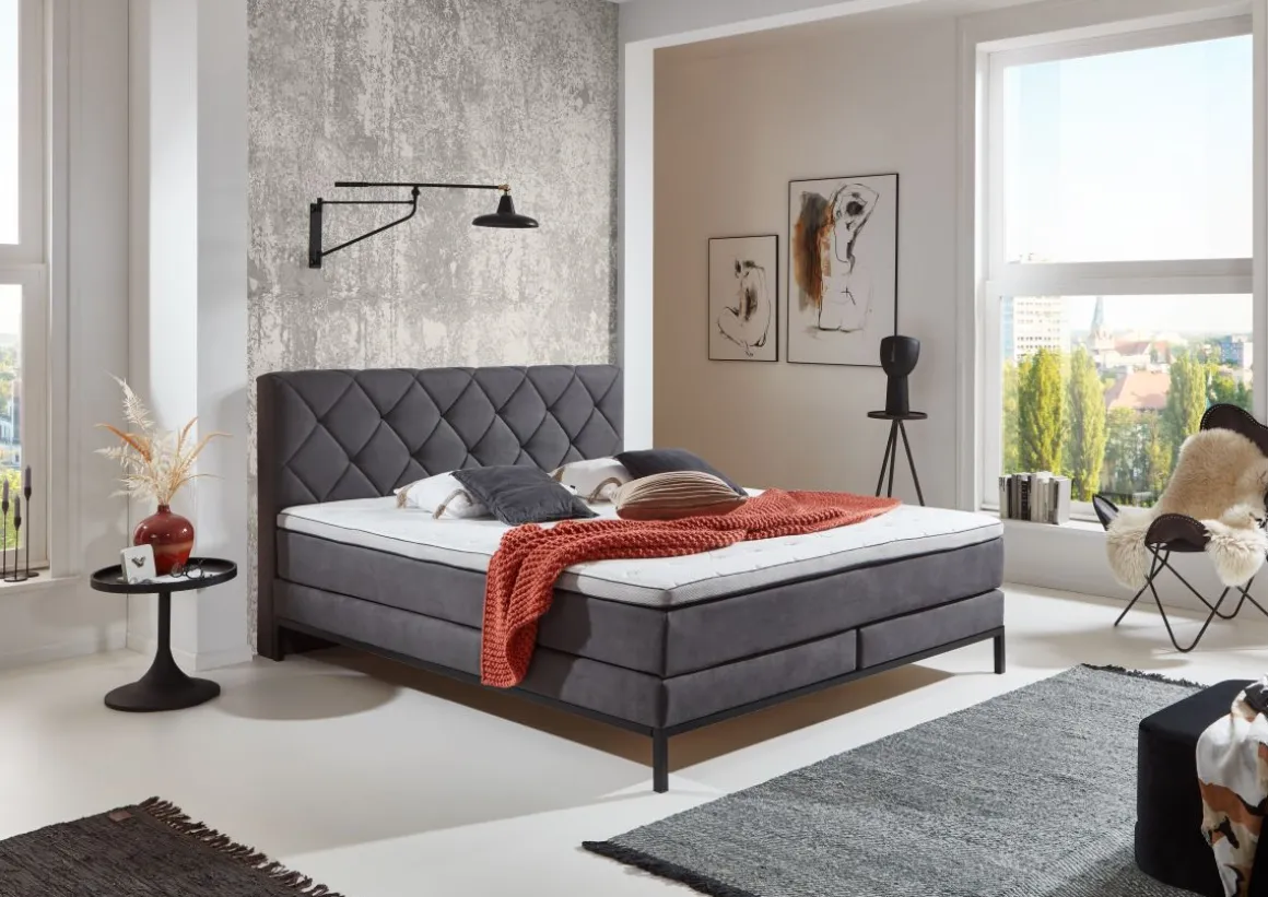 Sun Garden Boxspringbett Rockaway Anthrazit 140 x 200 cm