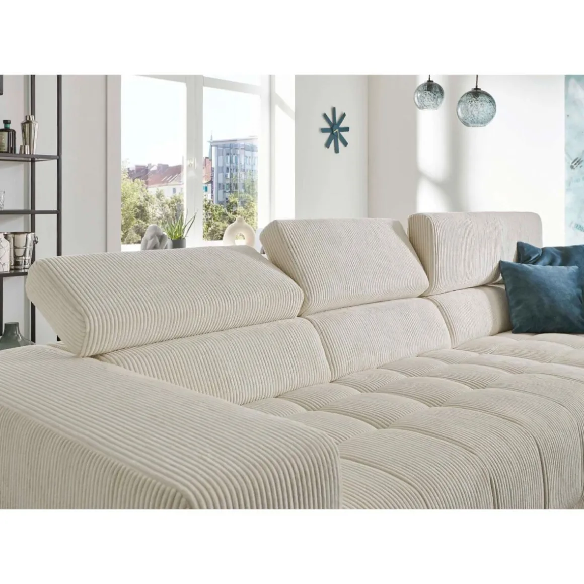 Systempolster Ecksofa 15053 Cord Beige