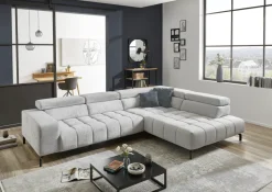 Systempolster Ecksofa 23009 Silber mit Funktionen