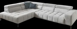 Systempolster Ecksofa 23009 Silber mit Funktionen