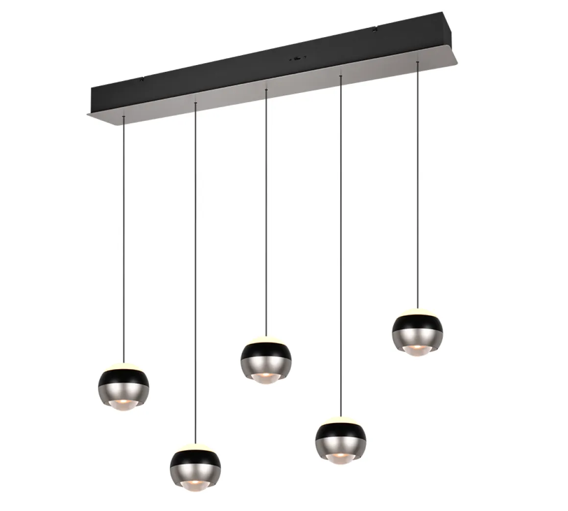 TRIO 5-flg LED Pendellampe Orbit-S Nickel