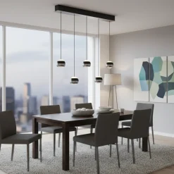 TRIO 5-flg LED Pendellampe Orbit-S Nickel
