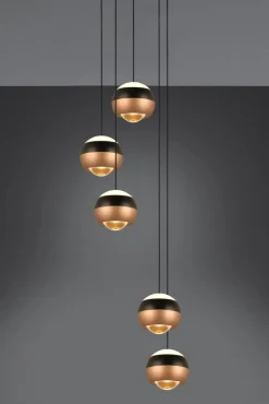 TRIO 5-flg runde LED Pendelleuchte Orbit-S Schwarz