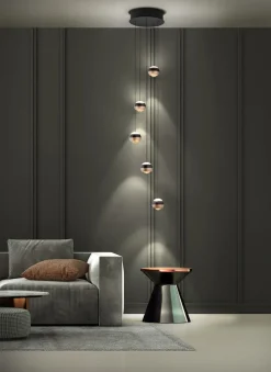 TRIO 5-flg runde LED Pendelleuchte Orbit-S Schwarz